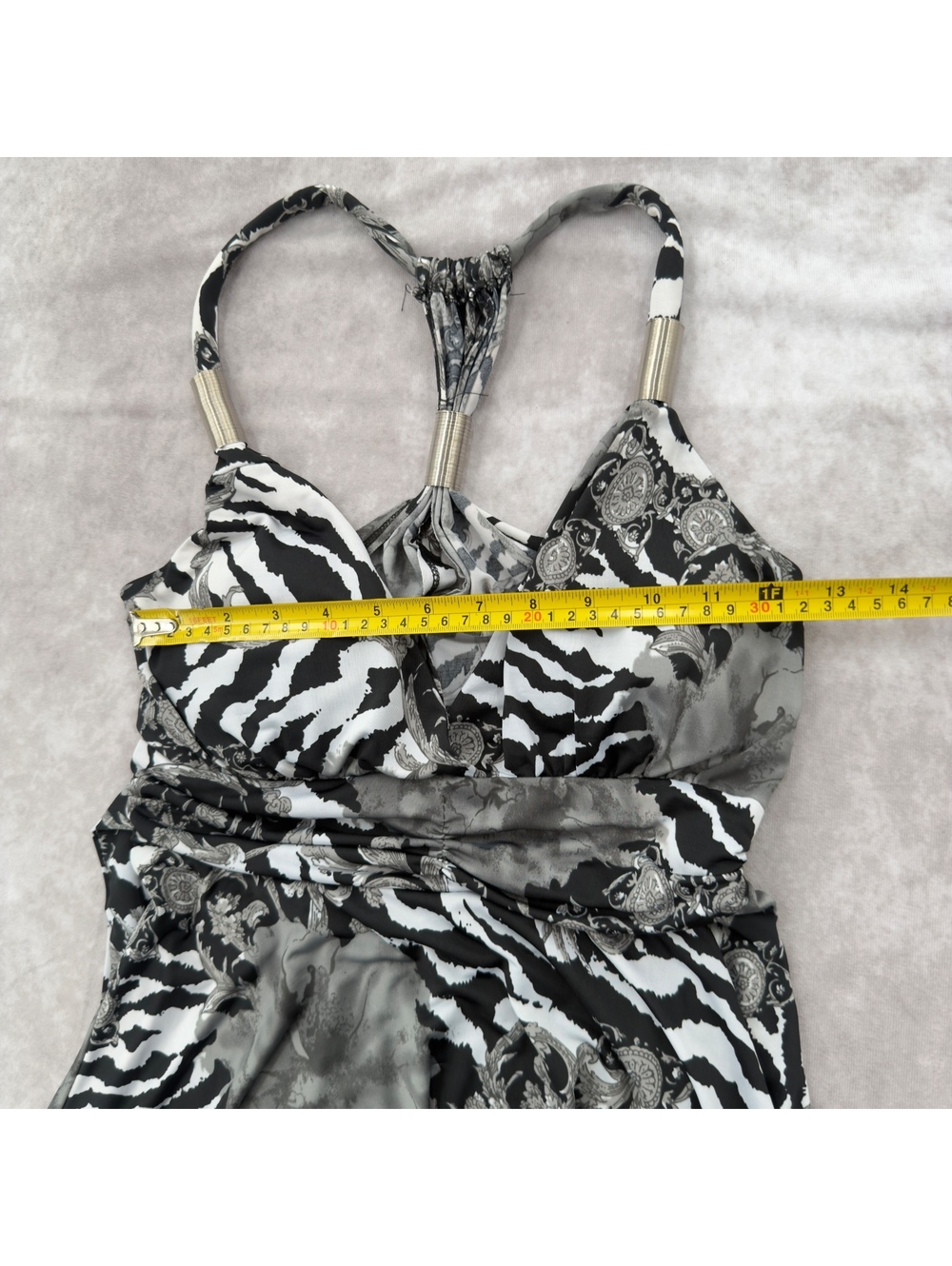 Vintage Y2K Zebra Animal Print Paisley Halter Asymmetrical Midi Dress S - Picture 8 of 9